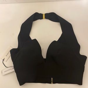 Women’s black halter neck bra top.